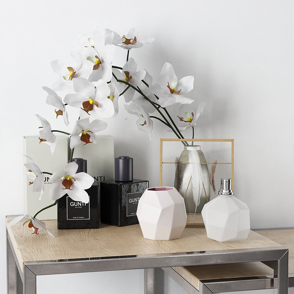 Decor with Orchids and Perfume Bottles Modelo 3d