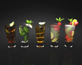 Variety of Iced Beverages 3D model