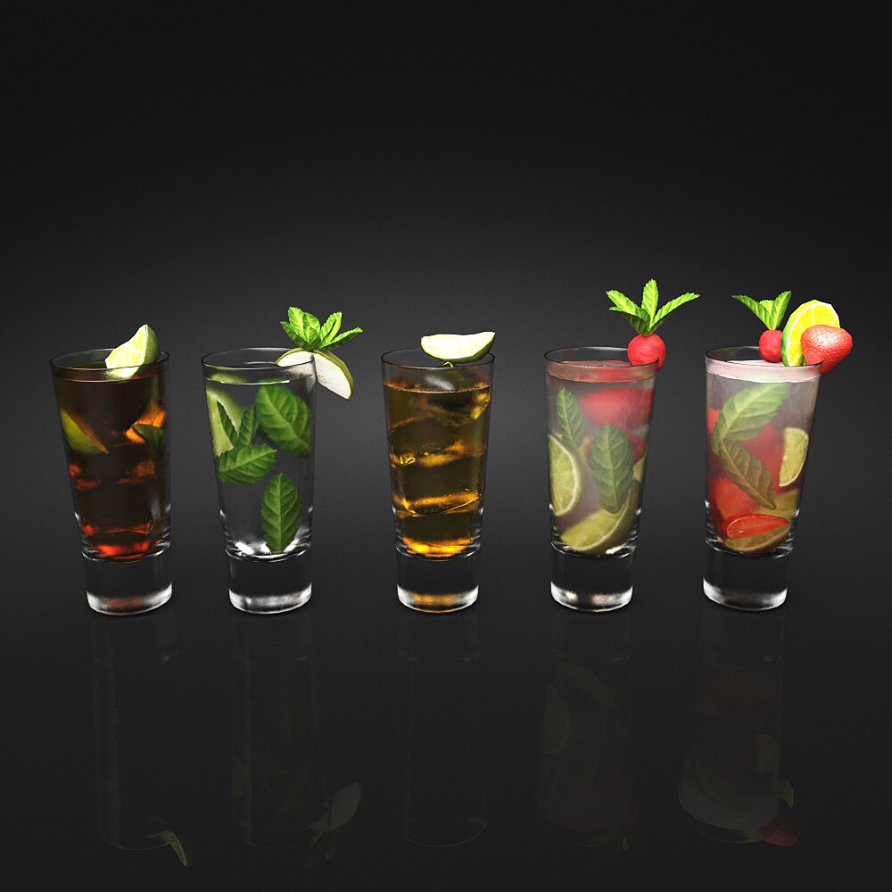 Variety of Iced Beverages 3D 모델 