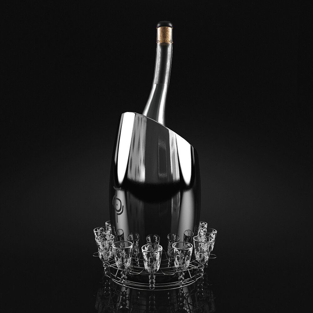 Glass of Red Wine 3D model