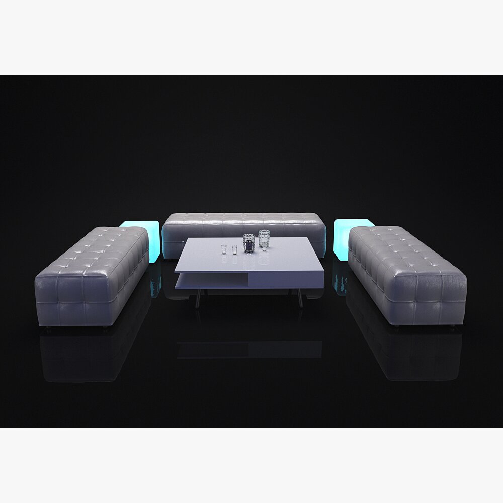 Club Seats with Table 02 3D model