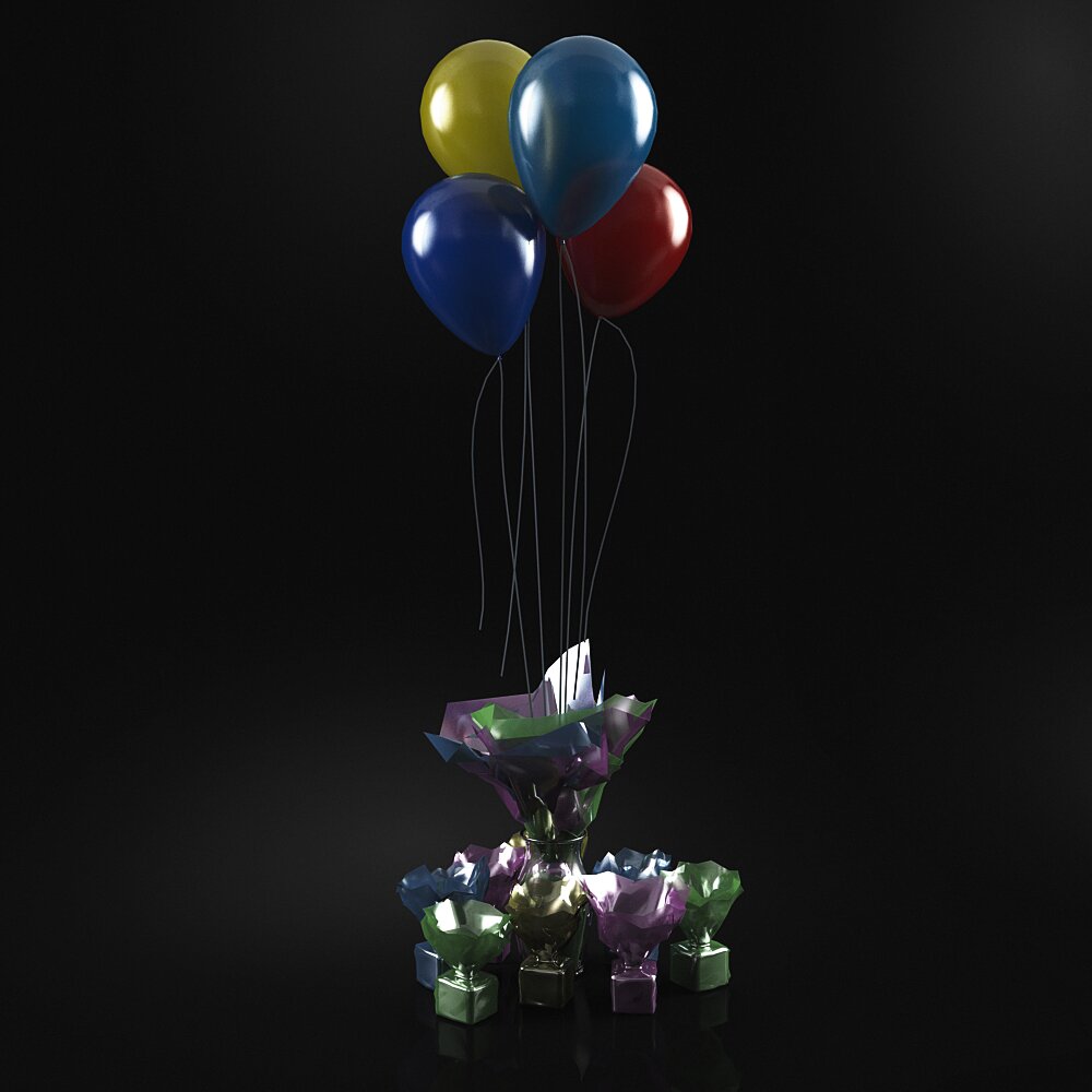 Colorful Balloon Bouquet 3D 모델 
