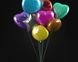 Colorful Heart-Shaped Balloons Modello 3D