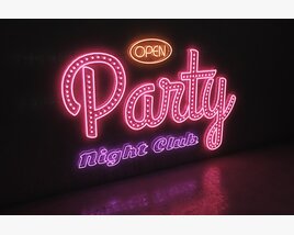Neon Party Sign 3D model
