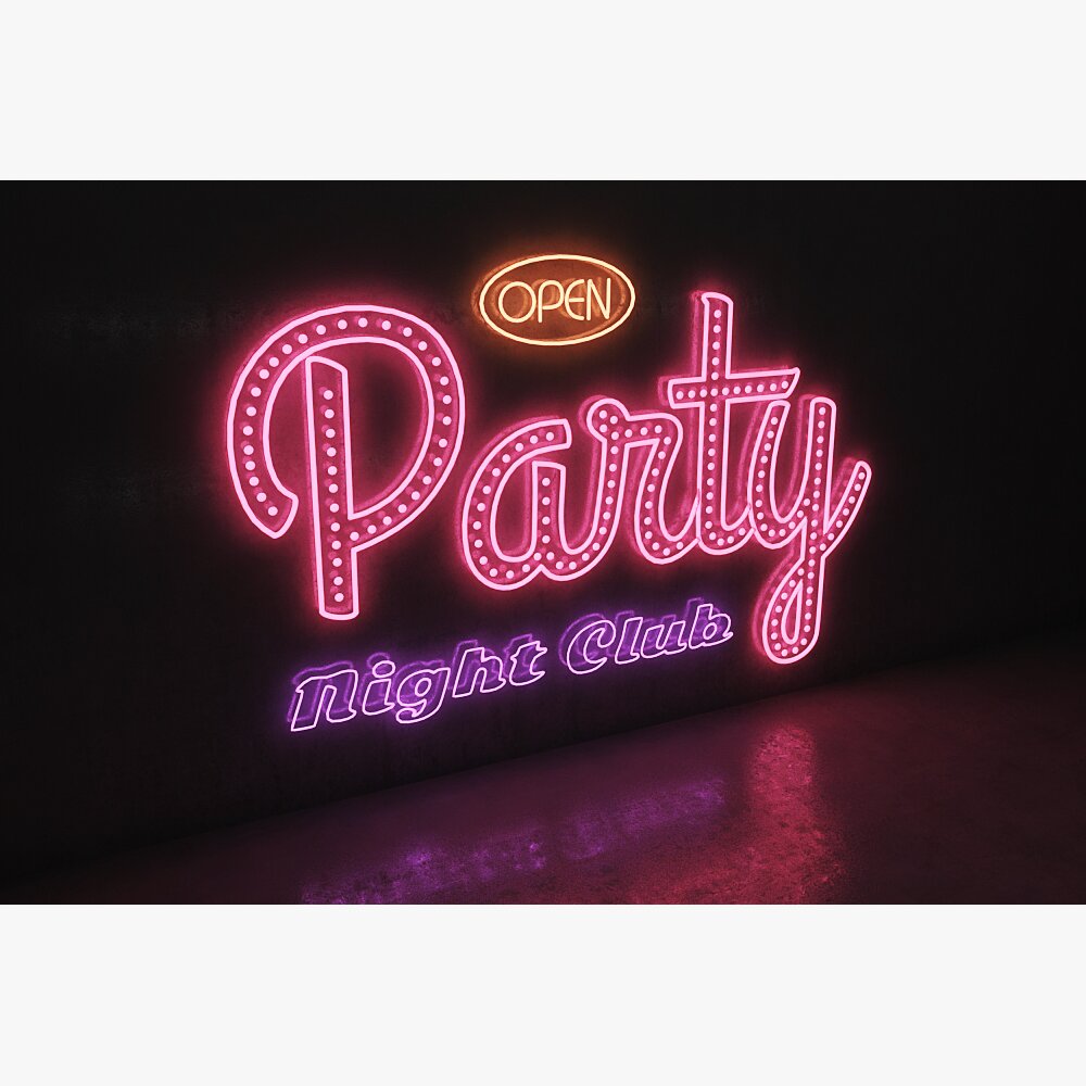 Neon Party Sign 3D-Modell