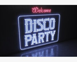 Neon Disco Party Sign Modèle 3D