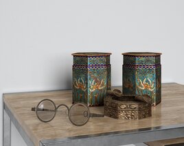 Decorative Canisters on Table 3D модель