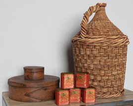 Woven Basket with Lid Modello 3D