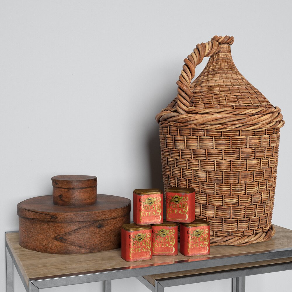 Woven Basket with Lid 3d model