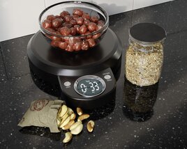 Kitchen Scale with Food Items 3D 모델 
