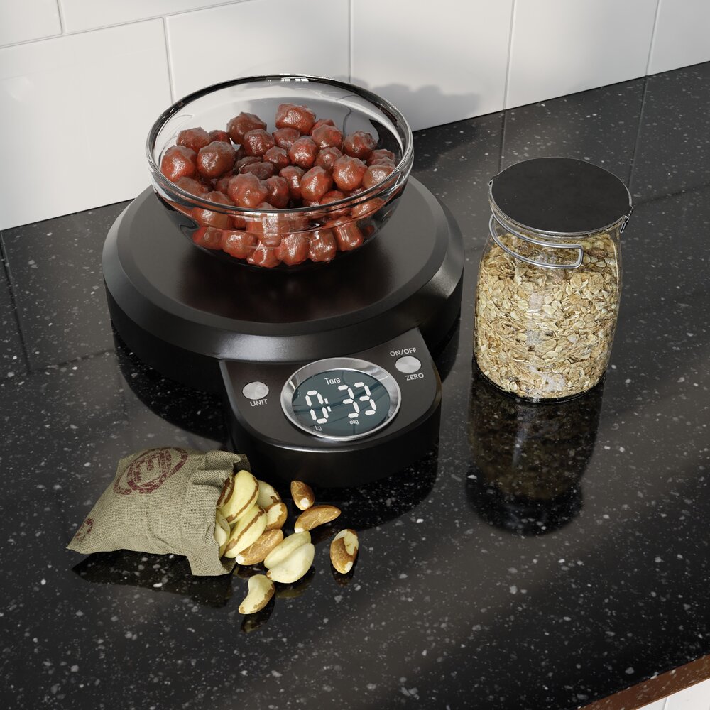 Kitchen Scale with Food Items 3D-Modell