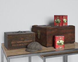 Vintage Decorative Suitcase and Tins 3D model