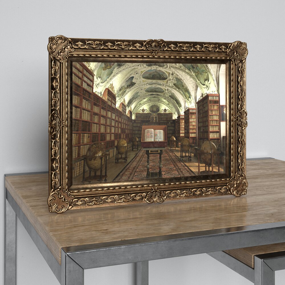 Ornate Library Painting 3D модель