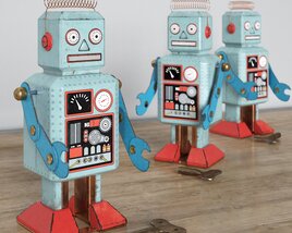 Retro Tin Toy Robots 3D-Modell