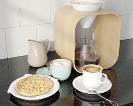 Modern Coffee Maker with Cookies 3D 모델 