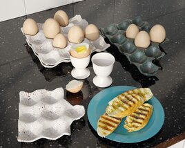 Eggs and Waffles Breakfast 3D model