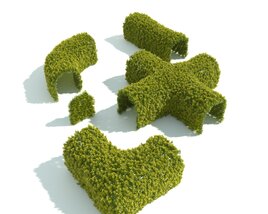Green Ornamental Park Hedge Modello 3D