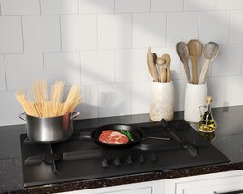 Modern Kitchen Cooking Scene 3D model