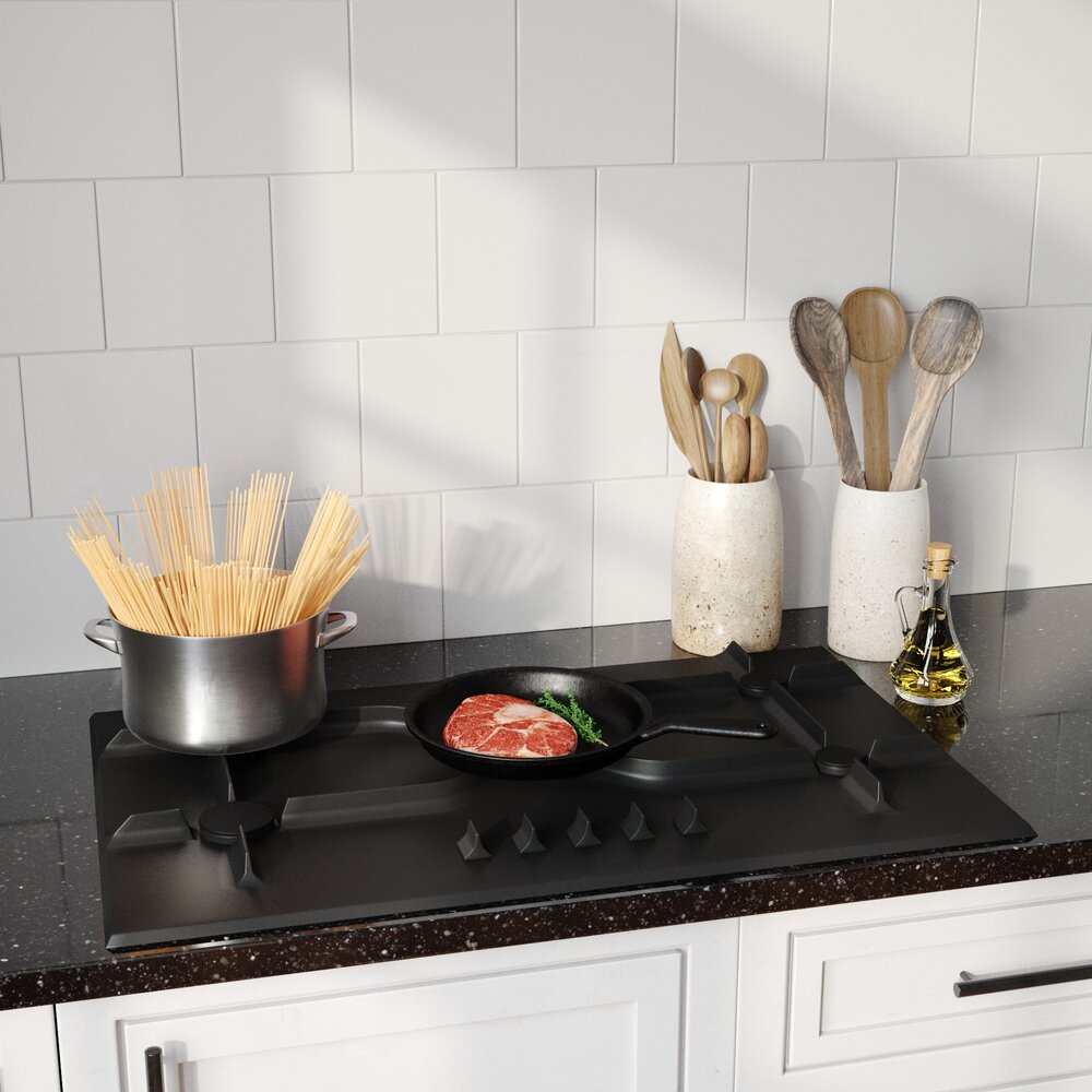 Modern Kitchen Cooking Scene 3D model