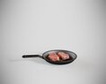 Red Kettle with Meat on a Pan 3D-Modell