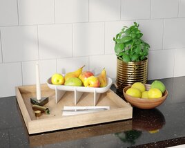 Kitchen Countertop Organizer with Fruits 3D model