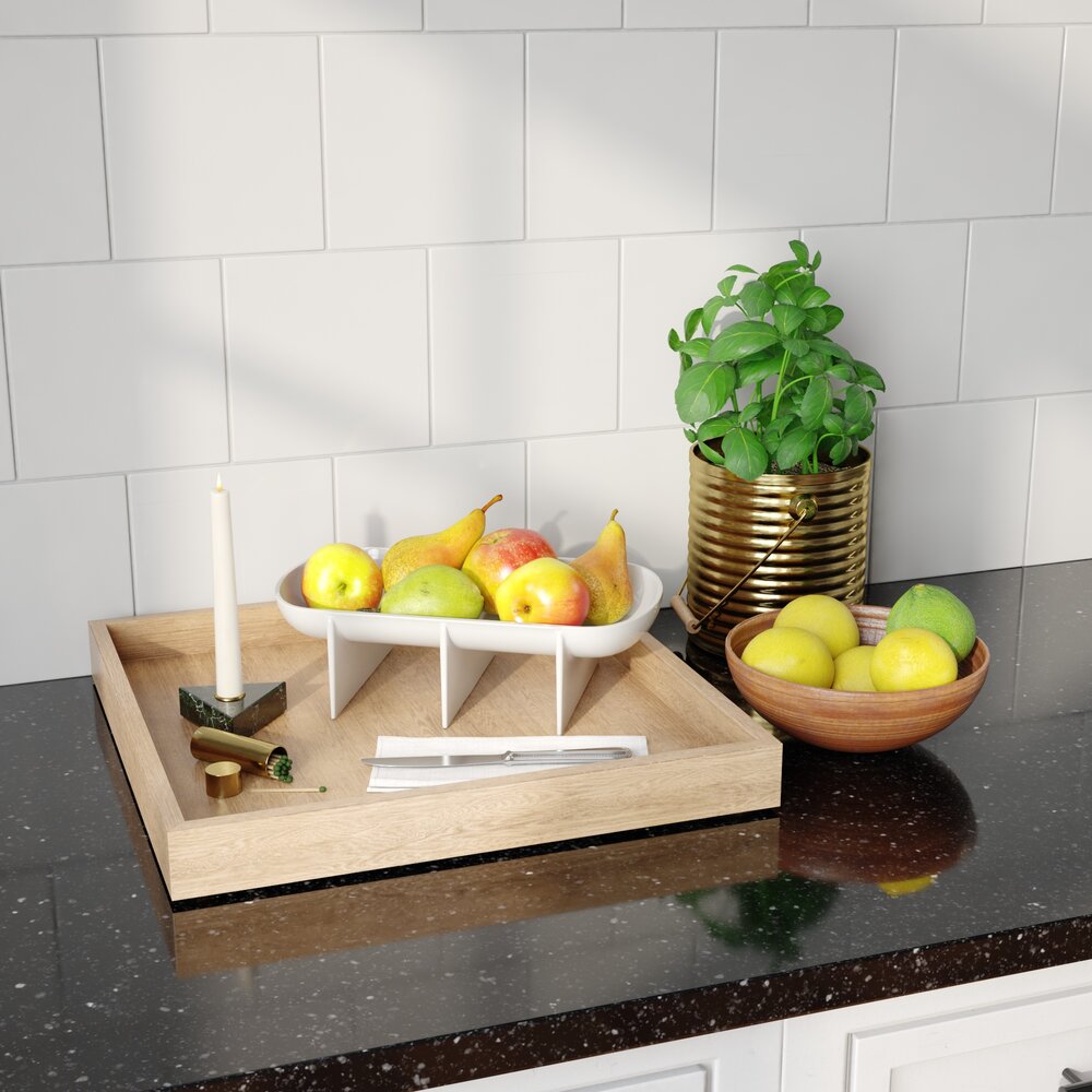 Kitchen Countertop Organizer with Fruits 3D 모델 