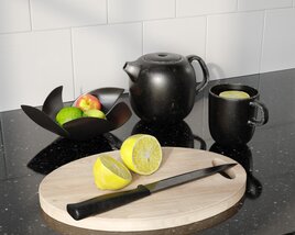Kitchen Still Life with Teapot and Fruit 3D-Modell