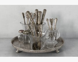 Silver Tableware Collection 3D 모델 