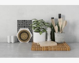 Modern Kitchen Accessories and Greenery 3Dモデル