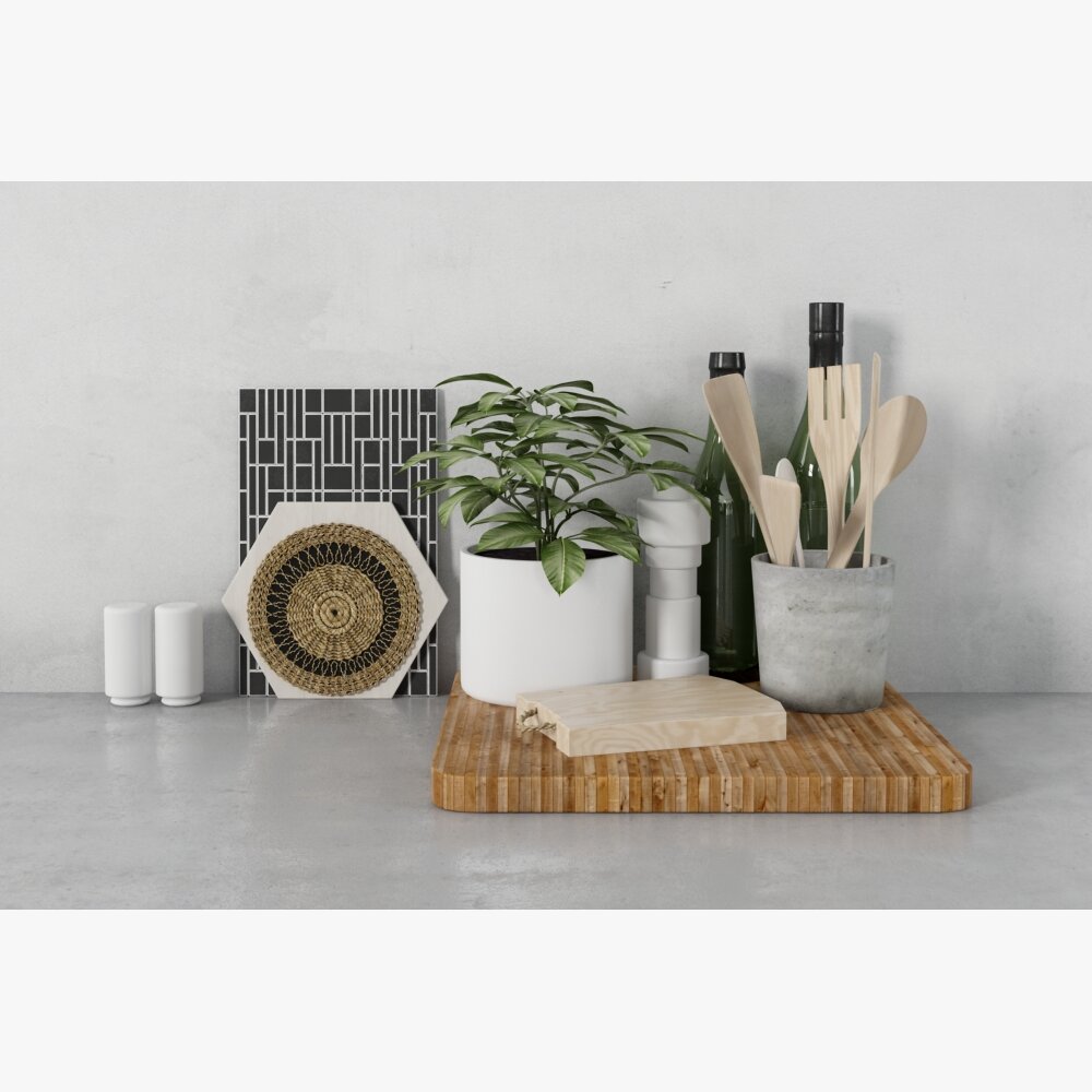 Modern Kitchen Accessories and Greenery 3D model
