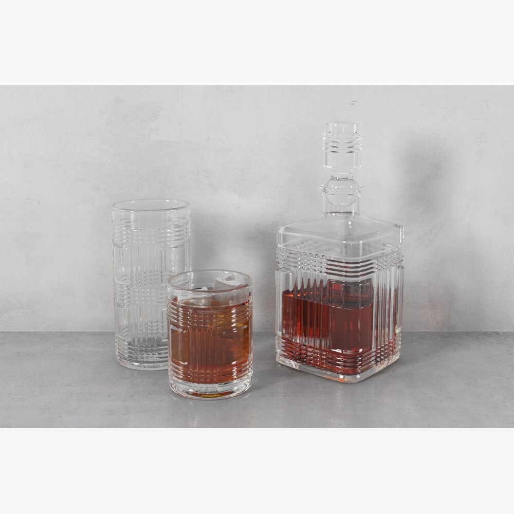 Glass Decanter and Tumblers Set Modello 3D