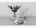 Modern Vase with Greenery and Reading Material 3d model