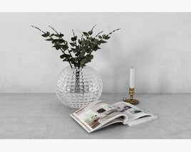 Modern Vase with Greenery and Reading Material 3Dモデル