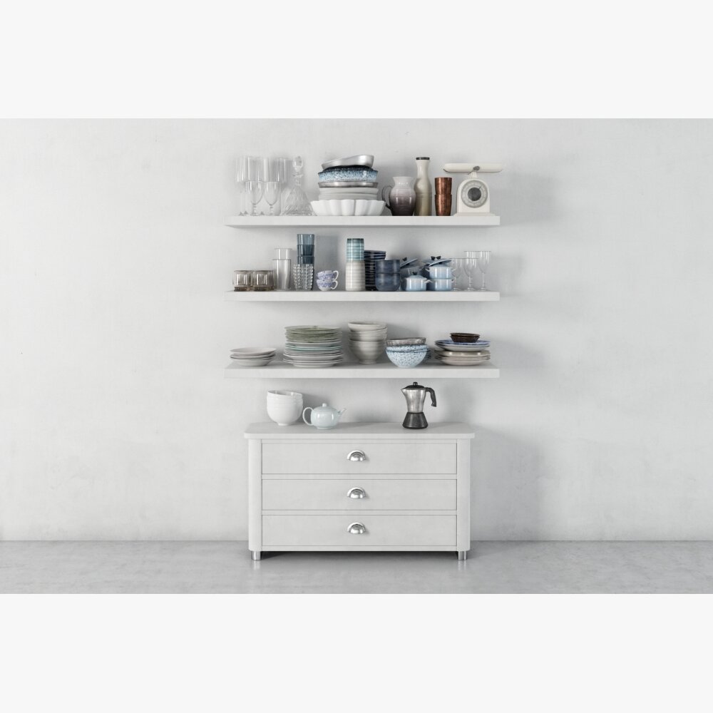 Minimalist Shelf Decor and Storage Cabinet 3D model