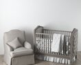 Modern Nursery Crib and Armchair 3D 모델 