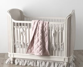 Elegant White Baby Crib 3D 모델 