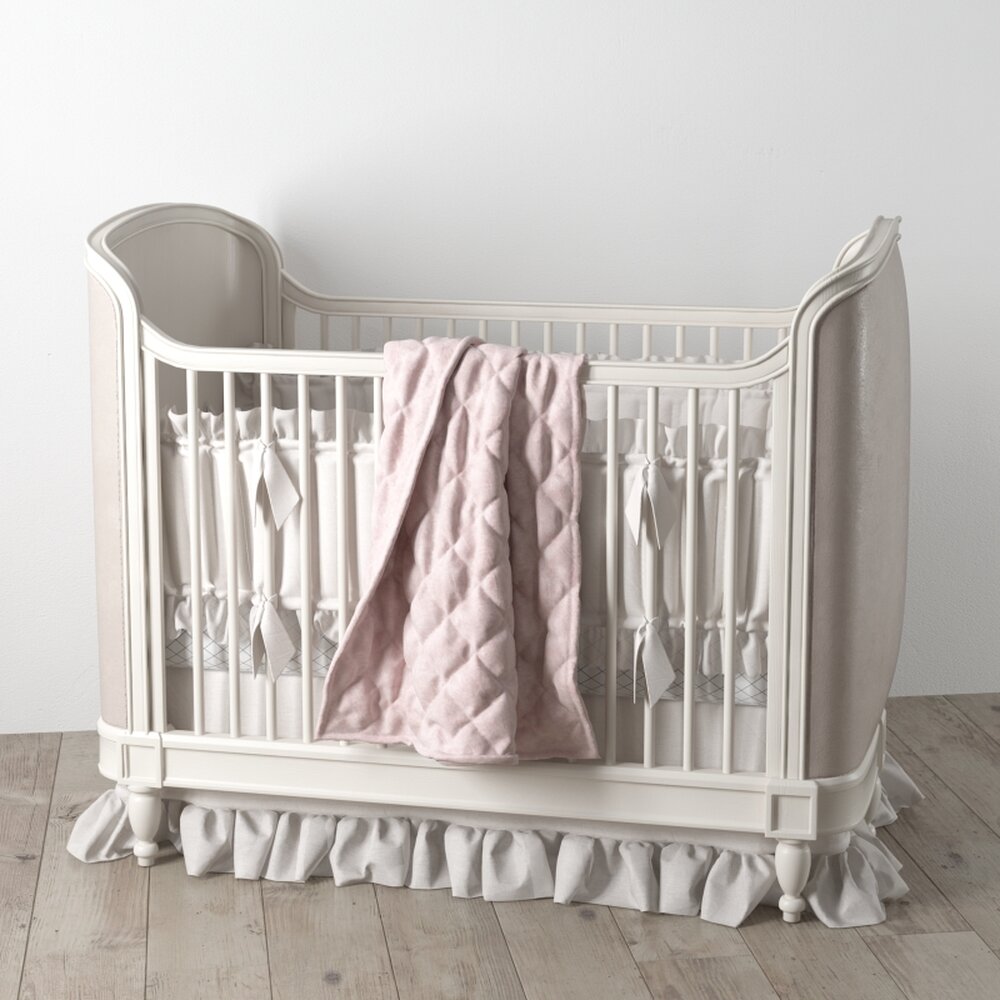 Elegant White Baby Crib 3D model