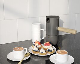 Morning Coffee with Cakes 3D-Modell