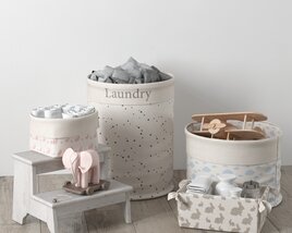 Set of Decorative Laundry Baskets 3D 모델 