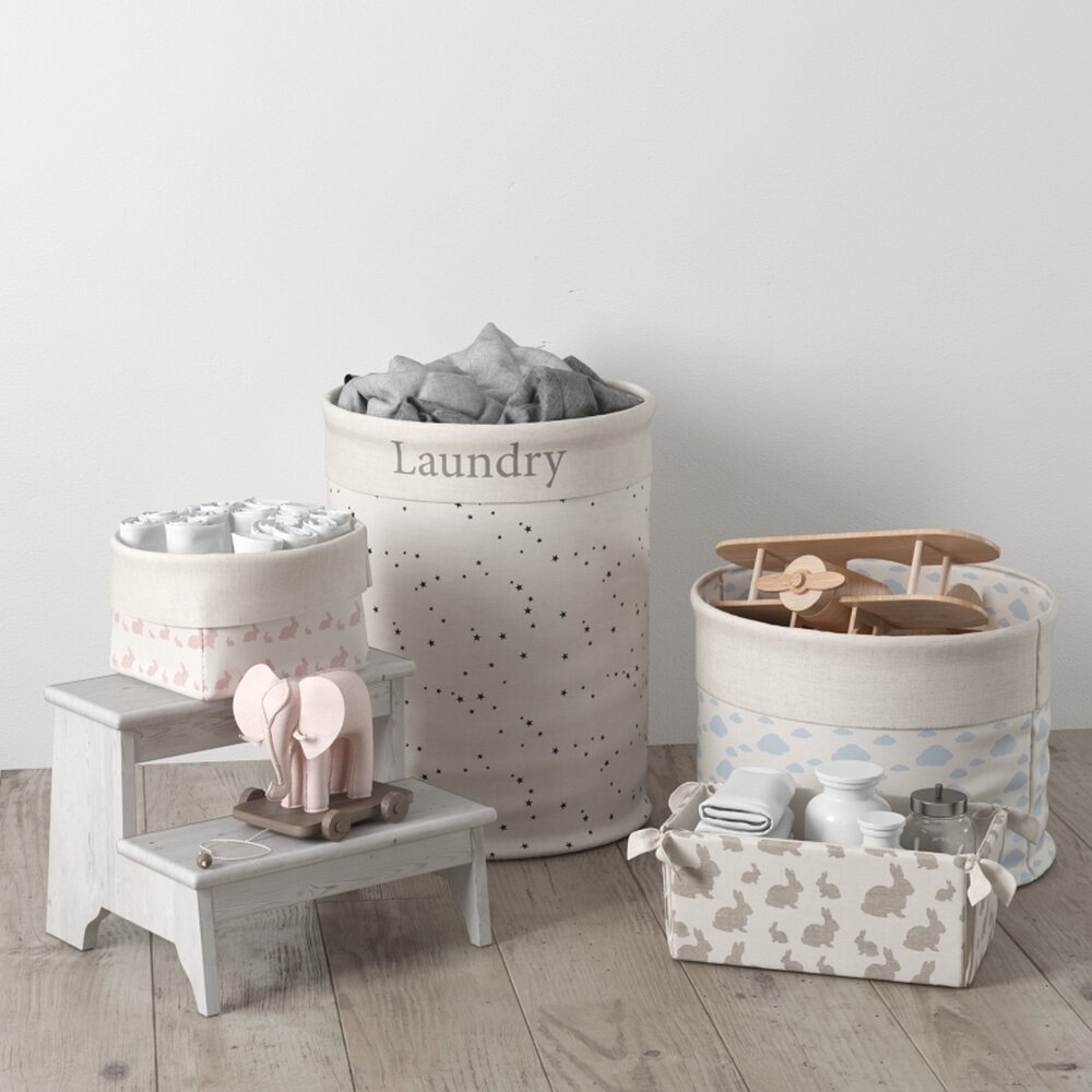 Set of Decorative Laundry Baskets Modello 3D