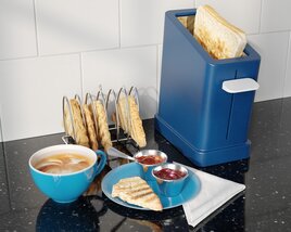 Compact Vertical Bread Toaster with Toast Rack 3Dモデル