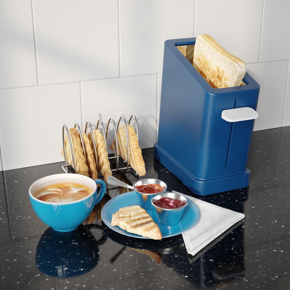 Compact Vertical Bread Toaster with Toast Rack 3D模型