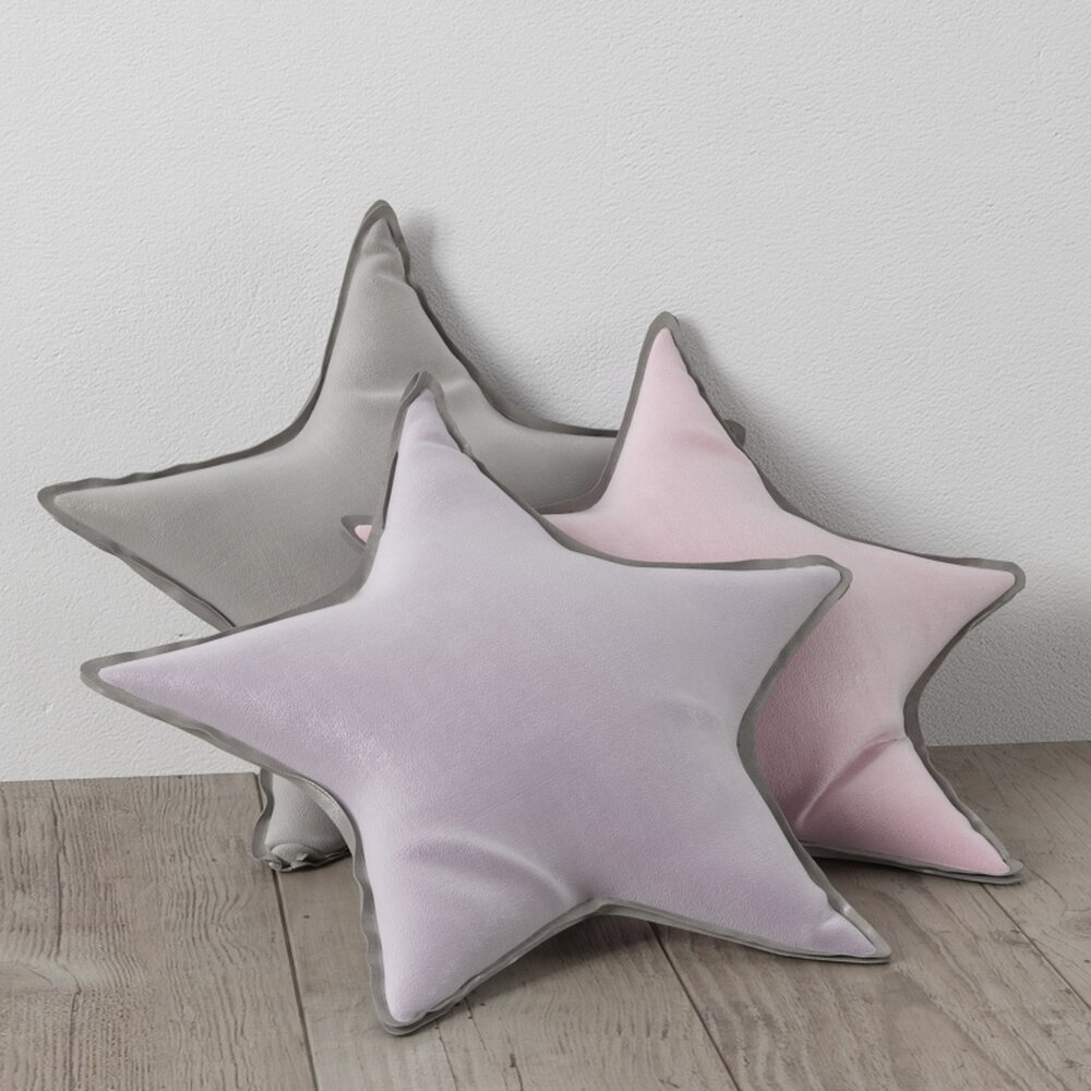 Pastel Star Cushions 3D model