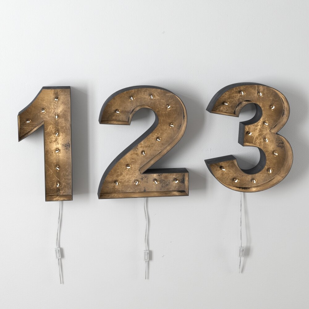 Vintage Marquee Light-Up Numbers Modelo 3d