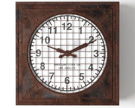 Rustic Wooden Wall Clock 3D модель