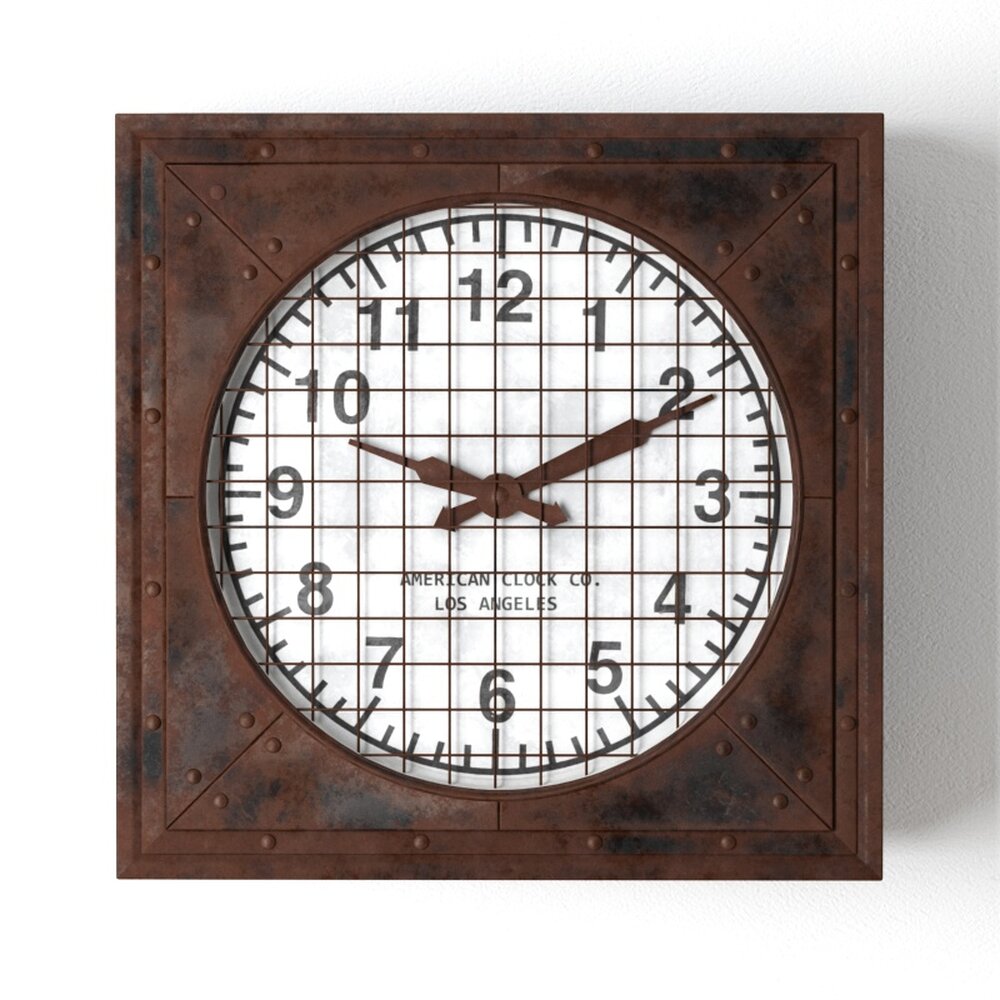 Rustic Wooden Wall Clock Modello 3D