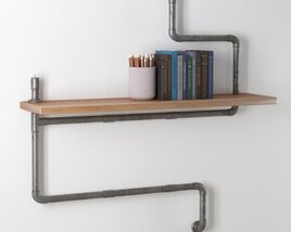 Industrial Pipe Wall Shelf 3D 모델 