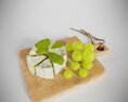 Wooden Condiment Caddy with Cheese and Grapes Modelo 3d