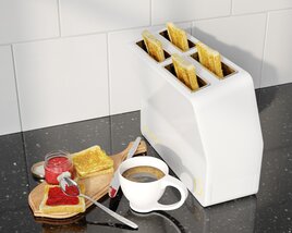 Modern Toaster with Bread Slices 3D 모델 