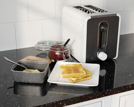 Compact Toaster on Kitchen Counter 3D-Modell
